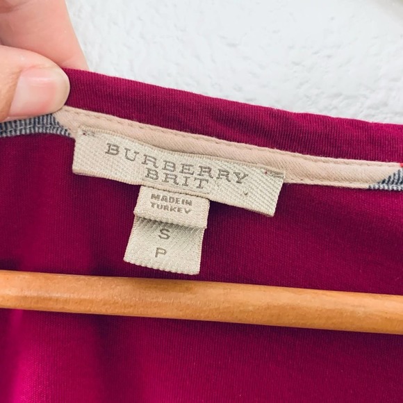 Burberry Brit v neck 3/4 long sleeve top burgundy size small - Picture 5 of 6
